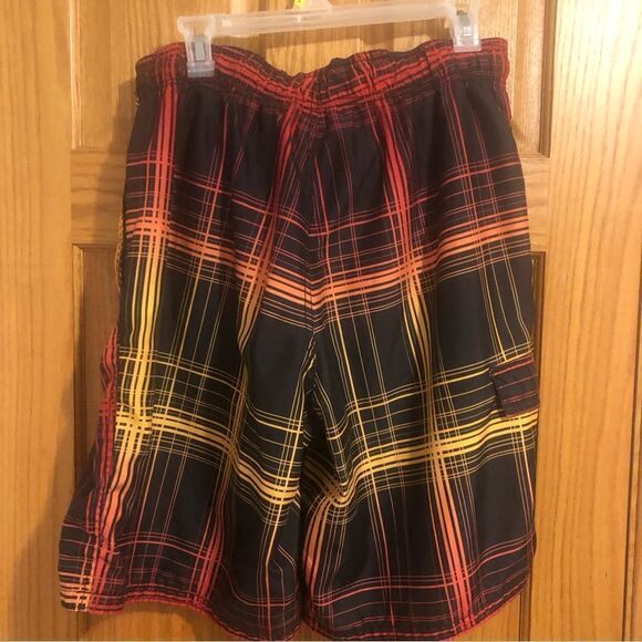 OP Men’s Size LG 36-38 Rich Black Self Adjust Fly Closure Swim Trunks - Picture 10 of 11